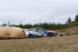 The 2016 Subaru WRX STI VT15r rally car racing to victory at the 2016 Olympus Rally The 2016 Subaru WRX STI VT15r rally car racing to victory at the 2016 Olympus Rally
